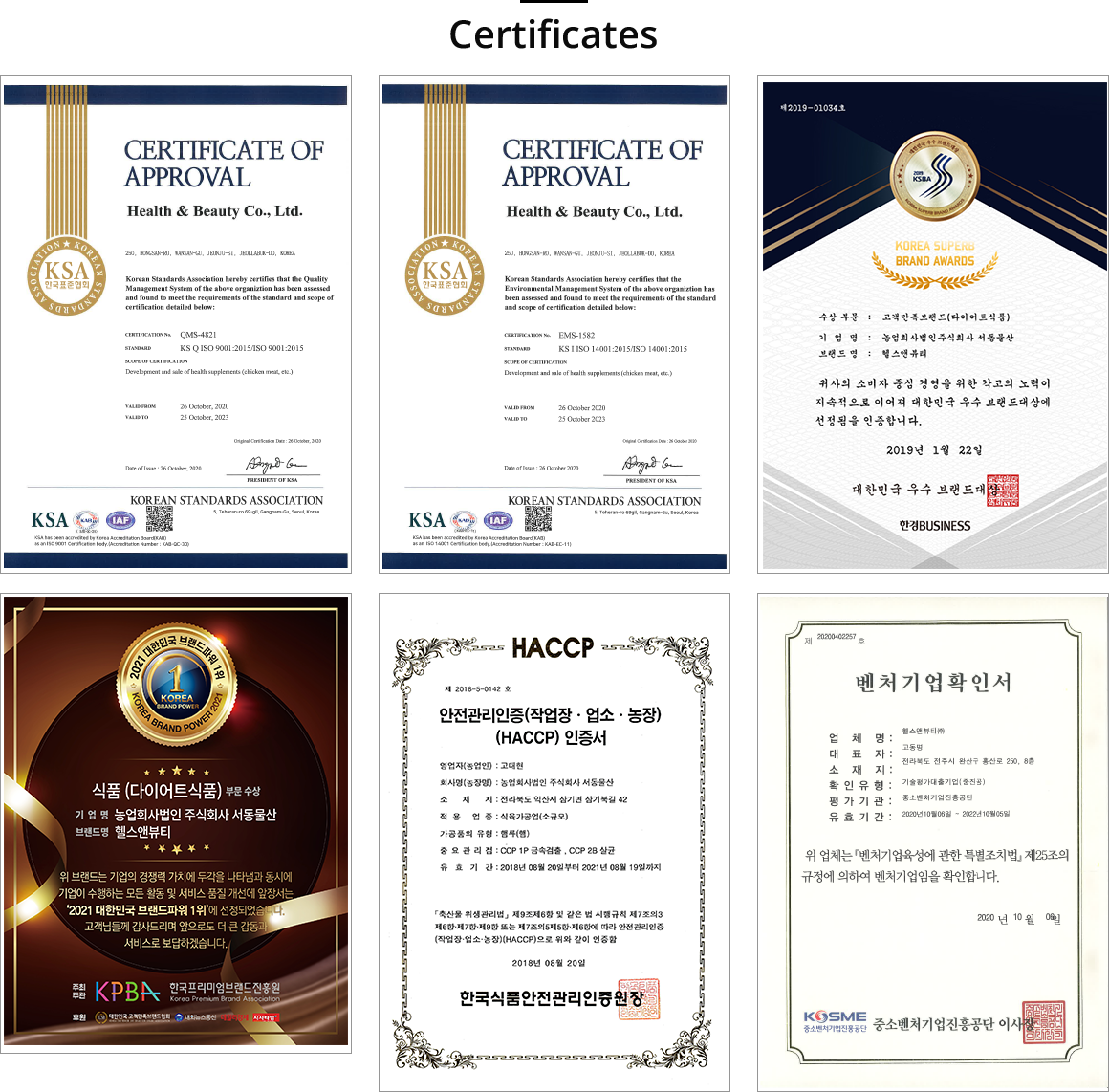 CERTIFICATES